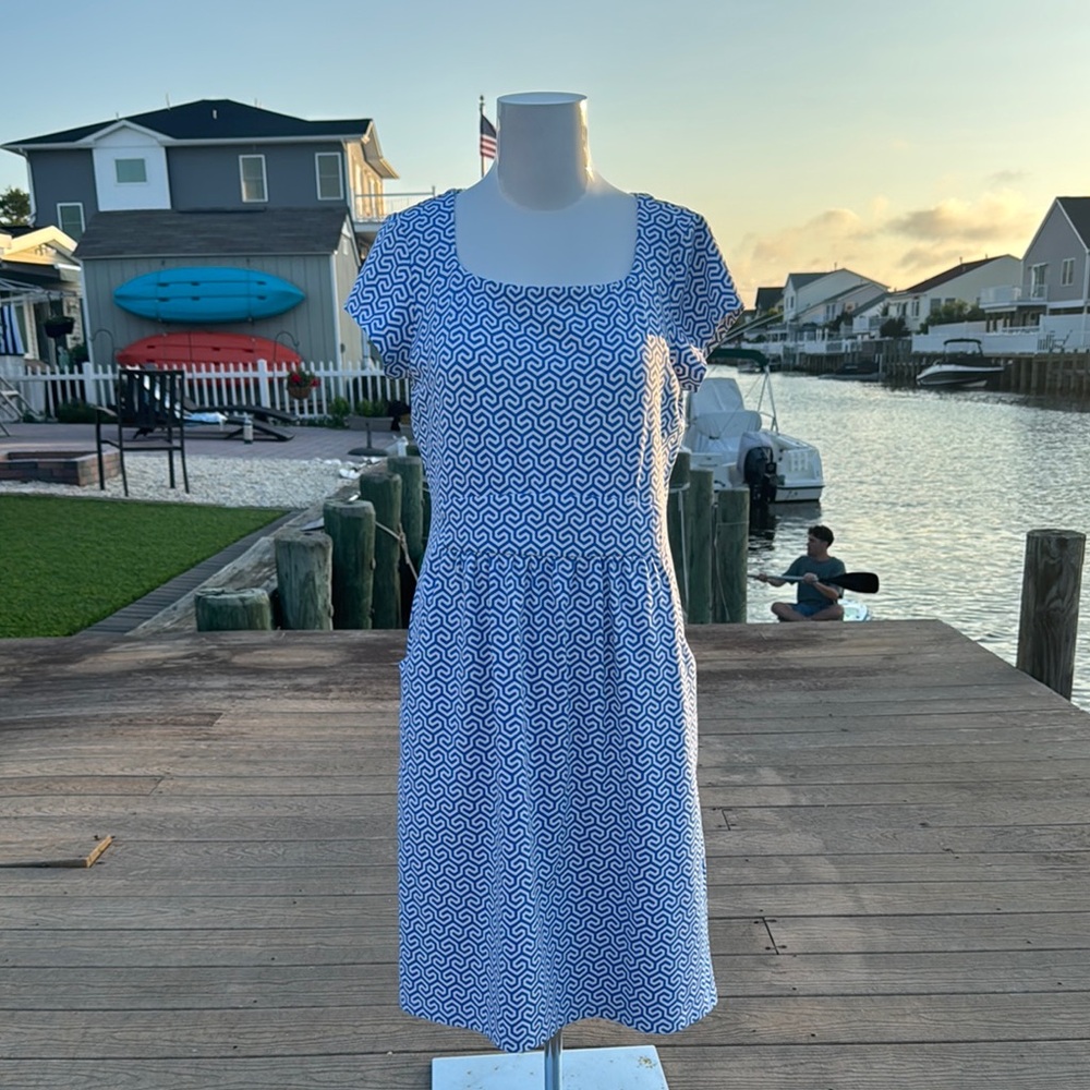 J. McLaughlin Blue and Purple Smocked Midi Sundress